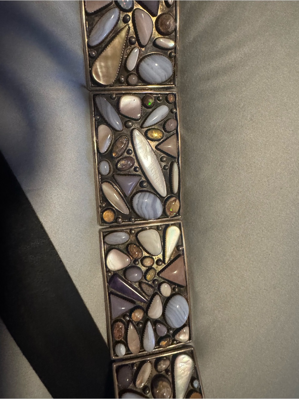 Authentic Vintage Mosaic Pastel Stone Concho Belt - Picture 5 of 11